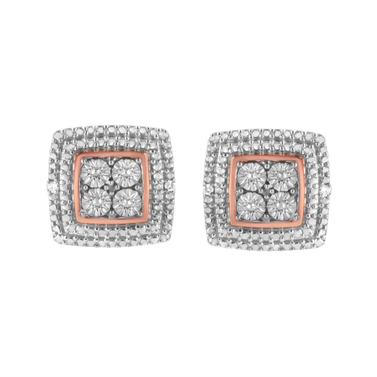 10K Yellow, White, and Rose Gold Plated Sterling Silver Diamond Accent Earrings (I-J Clarity, I3 Color) - Earrings - Custom Crafting Alliance, LLC