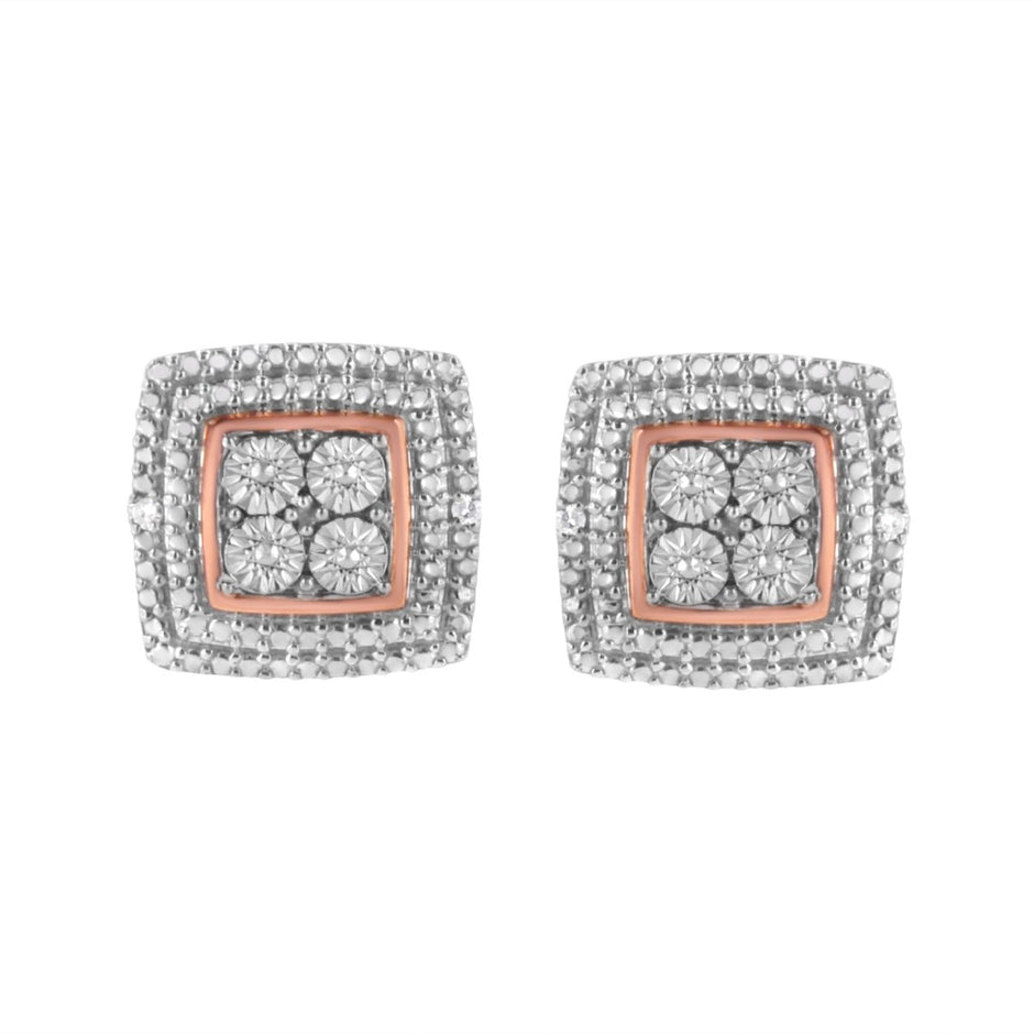 10K Yellow, White, and Rose Gold Plated Sterling Silver Diamond Accent Earrings (I-J Clarity, I3 Color) - Earrings - Custom Crafting Alliance, LLC