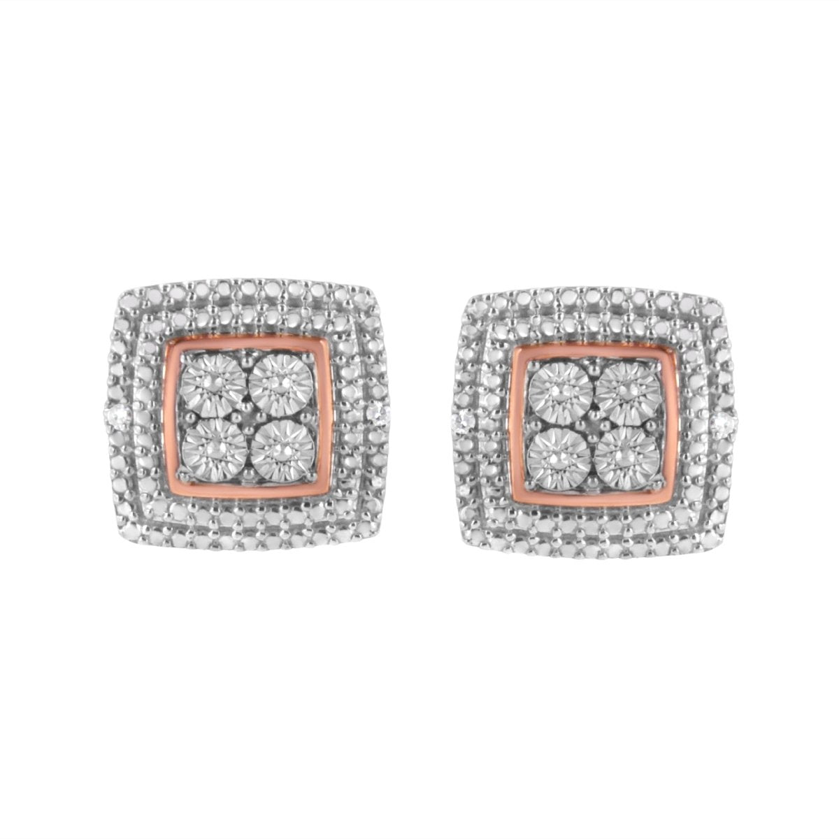 10K Yellow, White, and Rose Gold Plated Sterling Silver Diamond Accent Earrings (I-J Clarity, I3 Color) - Earrings - Custom Crafting Alliance, LLC