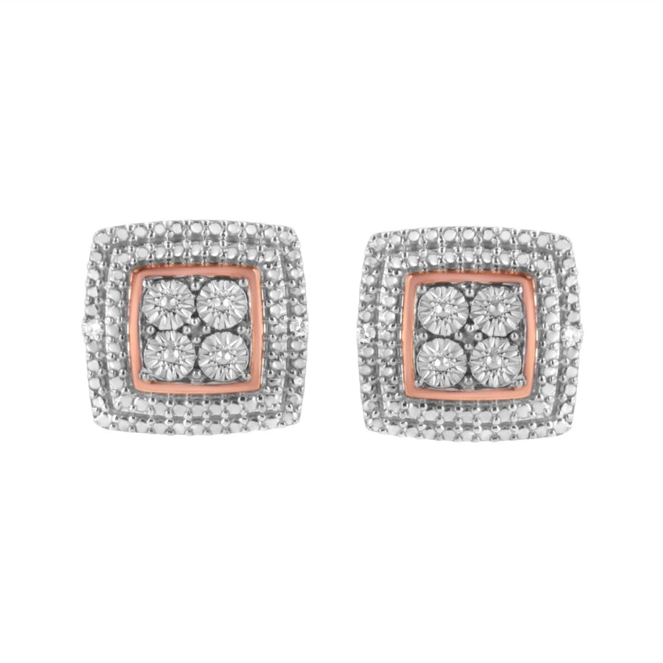 10K Yellow, White, and Rose Gold Plated Sterling Silver Diamond Accent Earrings (I-J Clarity, I3 Color) - Earrings - Custom Crafting Alliance, LLC