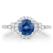 1.34 Carat Genuine Blue Sapphire and White Diamond 14K White Gold Ring