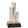 11 3/4 Clear Triple Star Column Premium Acrylic With Gold/Black Base - Award - Custom Crafting Alliance, LLC
