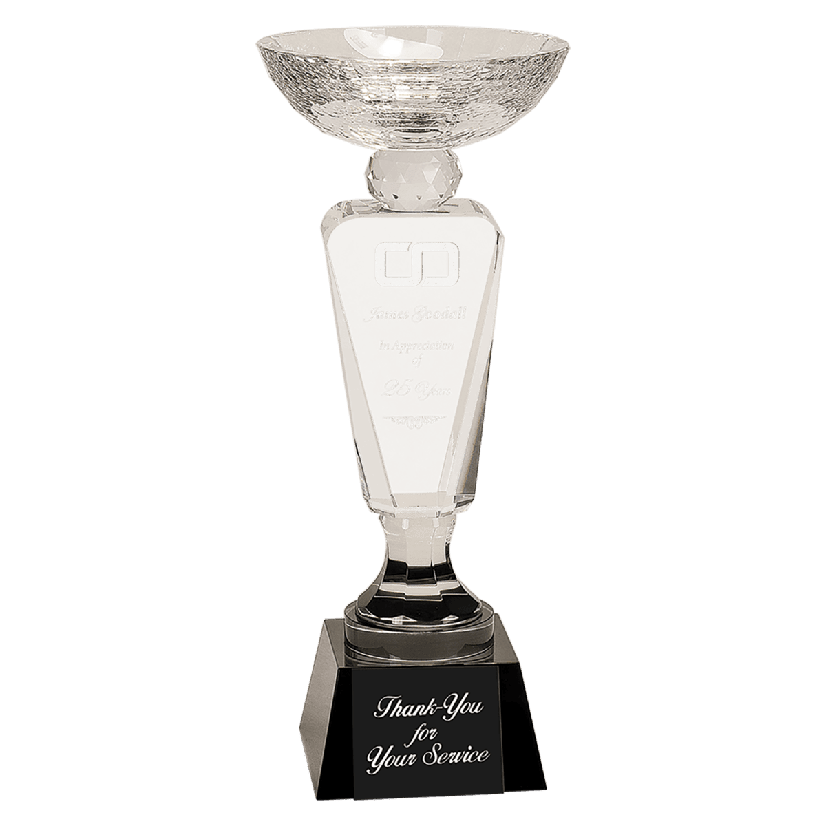 11 Clear Optic Crystal Cup With Black Pedestal Base - Award - Custom Crafting Alliance, LLC