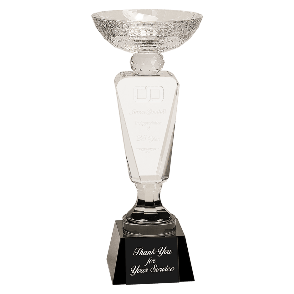 11 Clear Optic Crystal Cup With Black Pedestal Base - Award - Custom Crafting Alliance, LLC
