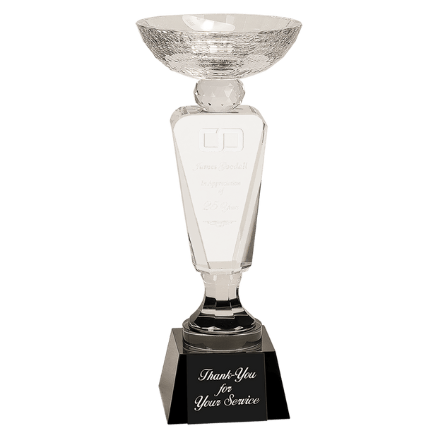 11 Clear Optic Crystal Cup With Black Pedestal Base - Award - Custom Crafting Alliance, LLC