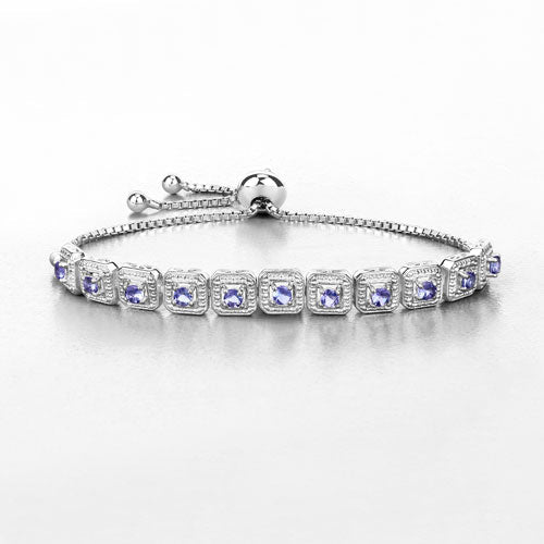 1.10 Carat Genuine Tanzanite .925 Sterling Silver Bracelet - Bracelets - Custom Crafting Alliance, LLC
