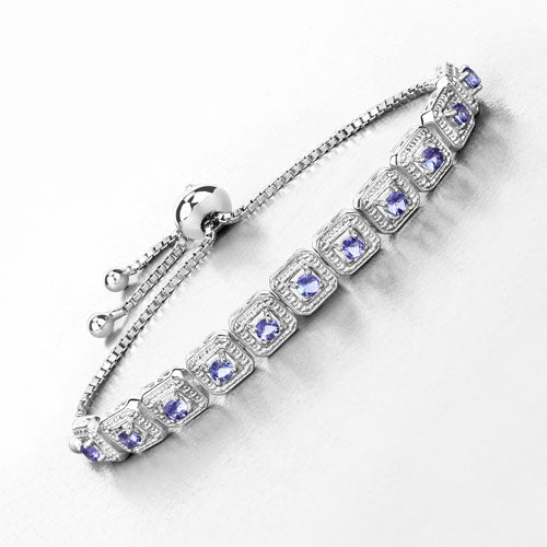 1.10 Carat Genuine Tanzanite .925 Sterling Silver Bracelet - Bracelets - Custom Crafting Alliance, LLC