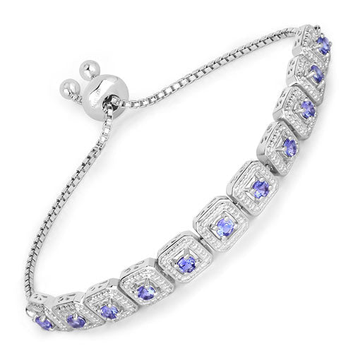 1.10 Carat Genuine Tanzanite .925 Sterling Silver Bracelet - Bracelets - Custom Crafting Alliance, LLC