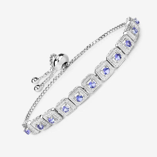 1.10 Carat Genuine Tanzanite .925 Sterling Silver Bracelet - Bracelets - Custom Crafting Alliance, LLC