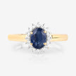 1.11 Carat Genuine Blue Sapphire and White Diamond 10K Yellow Gold Ring - Rings - Custom Crafting Alliance, LLC