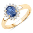 1.11 Carat Genuine Blue Sapphire and White Diamond 10K Yellow Gold Ring - Rings - Custom Crafting Alliance, LLC