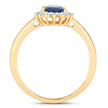 1.11 Carat Genuine Blue Sapphire and White Diamond 10K Yellow Gold Ring - Rings - Custom Crafting Alliance, LLC