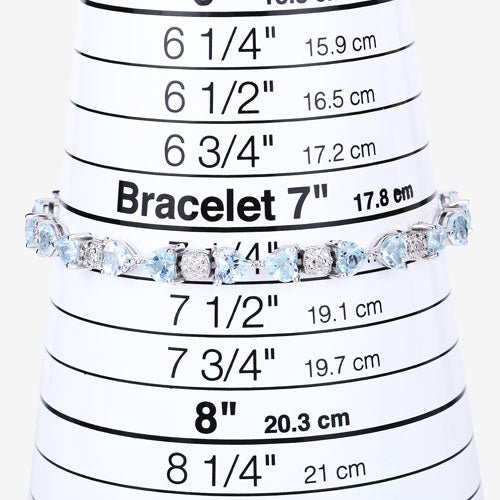 11.10 Carat Genuine Blue Topaz and White Diamond .925 Sterling Silver Bracelet - Bracelets - Custom Crafting Alliance, LLC