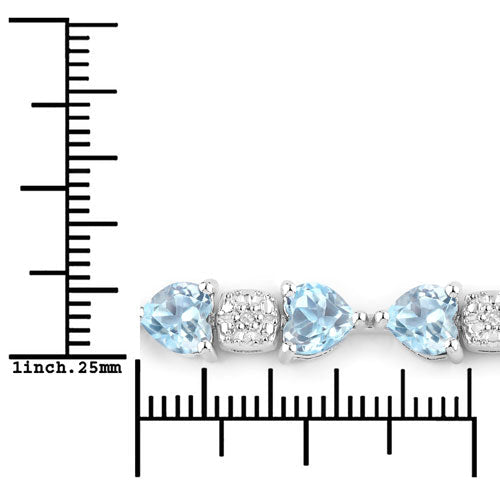 11.10 Carat Genuine Blue Topaz and White Diamond .925 Sterling Silver Bracelet - Bracelets - Custom Crafting Alliance, LLC