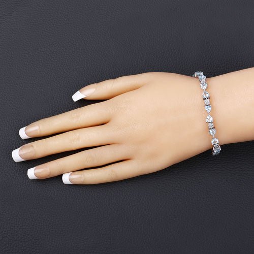11.10 Carat Genuine Blue Topaz and White Diamond .925 Sterling Silver Bracelet - Bracelets - Custom Crafting Alliance, LLC