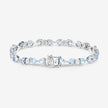 11.10 Carat Genuine Blue Topaz and White Diamond .925 Sterling Silver Bracelet - Bracelets - Custom Crafting Alliance, LLC