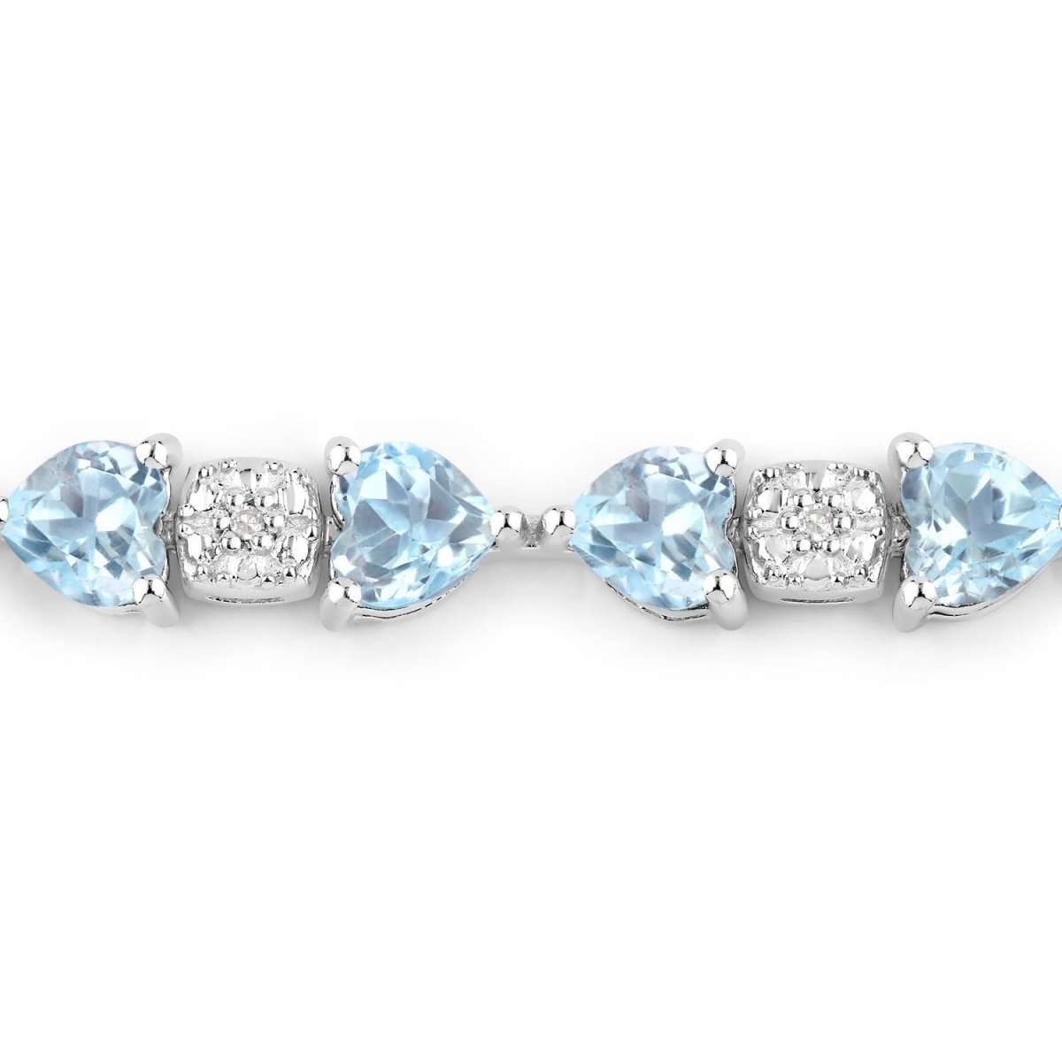 11.10 Carat Genuine Blue Topaz and White Diamond .925 Sterling Silver Bracelet - Bracelets - Custom Crafting Alliance, LLC