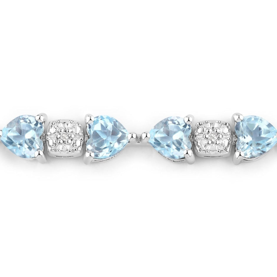 11.10 Carat Genuine Blue Topaz and White Diamond .925 Sterling Silver Bracelet - Bracelets - Custom Crafting Alliance, LLC