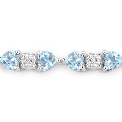 11.10 Carat Genuine Blue Topaz and White Diamond .925 Sterling Silver Bracelet - Bracelets - Custom Crafting Alliance, LLC