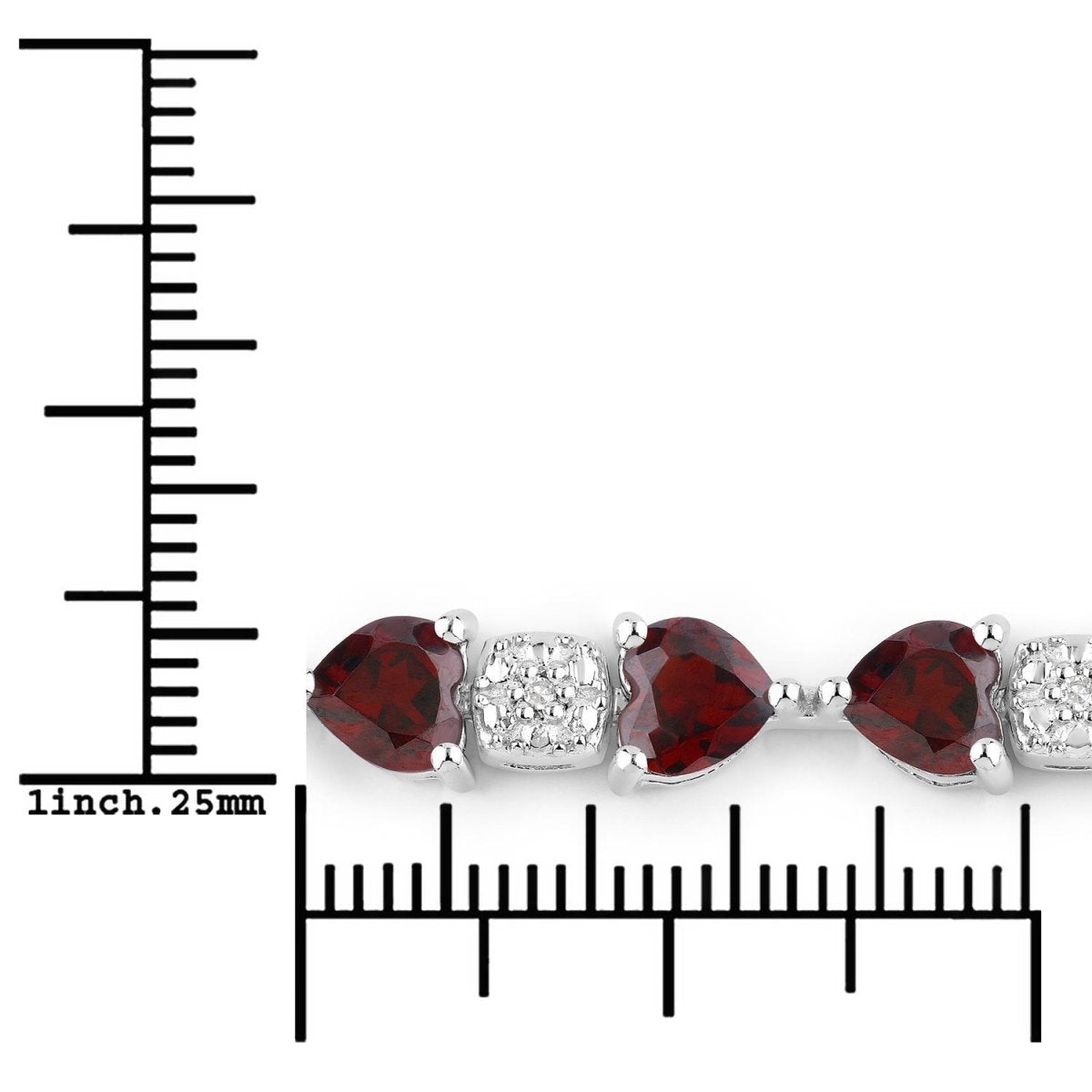 11.10 Carat Genuine Garnet and White Diamond .925 Sterling Silver Bracelet - Bracelets - Custom Crafting Alliance, LLC