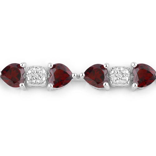 11.10 Carat Genuine Garnet and White Diamond .925 Sterling Silver Bracelet - Bracelets - Custom Crafting Alliance, LLC