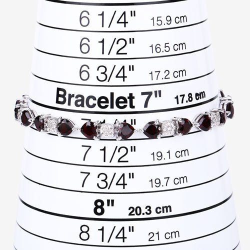 11.10 Carat Genuine Garnet and White Diamond .925 Sterling Silver Bracelet - Bracelets - Custom Crafting Alliance, LLC