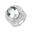 11.14 Carat Genuine Green Amethyst and White Topaz .925 Sterling Silver Ring - Rings - Custom Crafting Alliance, LLC