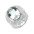 11.14 Carat Genuine Green Amethyst and White Topaz .925 Sterling Silver Ring - Rings - Custom Crafting Alliance, LLC