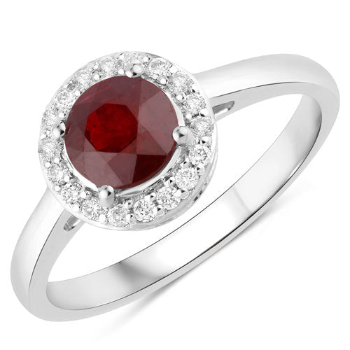 1.12 Carat Genuine Ruby and White Diamond 14K White Gold Ring - Rings - Custom Crafting Alliance, LLC