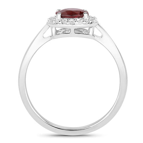 1.12 Carat Genuine Ruby and White Diamond 14K White Gold Ring - Rings - Custom Crafting Alliance, LLC