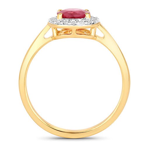 1.12 Carat Genuine Ruby and White Diamond 14K Yellow Gold Ring - Rings - Custom Crafting Alliance, LLC