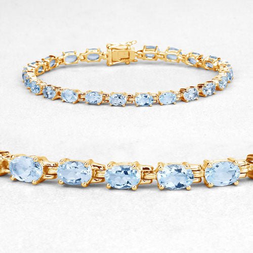 11.22 Carat Genuine Blue Topaz .925 Sterling Silver Bracelet - Bracelets - Custom Crafting Alliance, LLC