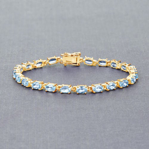 11.22 Carat Genuine Blue Topaz .925 Sterling Silver Bracelet - Bracelets - Custom Crafting Alliance, LLC