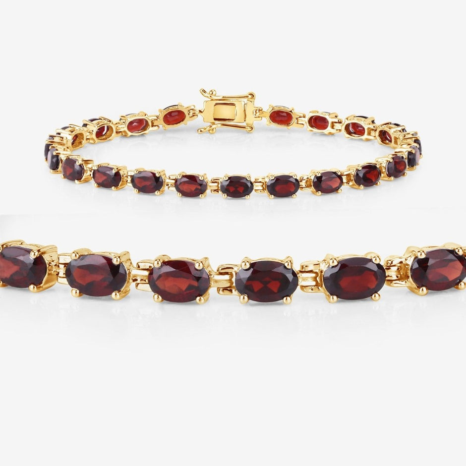 11.22 Carat Genuine Garnet .925 Sterling Silver Bracelet - Bracelets - Custom Crafting Alliance, LLC
