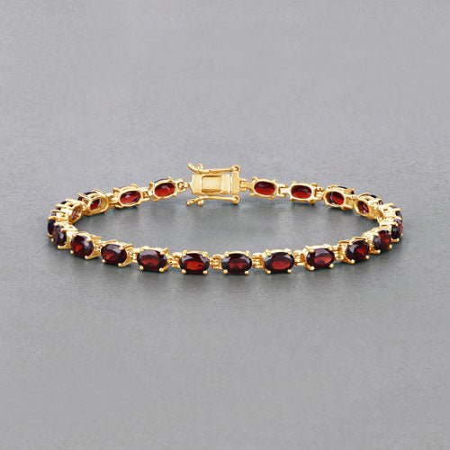 11.22 Carat Genuine Garnet .925 Sterling Silver Bracelet - Bracelets - Custom Crafting Alliance, LLC