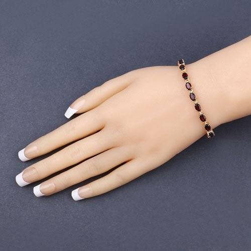 11.22 Carat Genuine Garnet .925 Sterling Silver Bracelet - Bracelets - Custom Crafting Alliance, LLC
