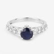 1.13 Carat Genuine Blue Sapphire and White Diamond 10K White Gold Ring - Rings - Custom Crafting Alliance, LLC