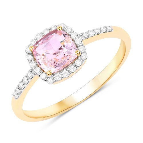1.13 Carat Genuine Pink Sapphire and White Diamond 14K Yellow Gold Ring - Rings - Custom Crafting Alliance, LLC