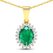 1.13 Carat Genuine Zambian Emerald and White Diamond 14K Yellow Gold Pendant - Pendants - Custom Crafting Alliance, LLC
