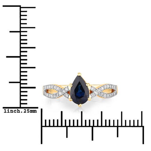 1.14 Carat Genuine Blue Sapphire and White Diamond 14K Yellow Gold Ring - Rings - Custom Crafting Alliance, LLC