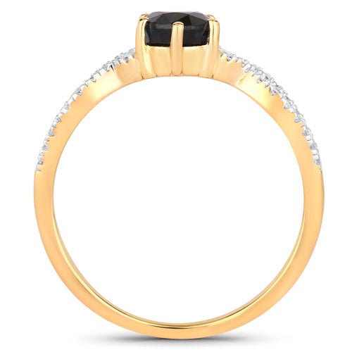 1.14 Carat Genuine Blue Sapphire and White Diamond 14K Yellow Gold Ring - Rings - Custom Crafting Alliance, LLC