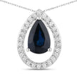 1.15 Carat Genuine Blue Sapphire and White Diamond 14K White Gold Pendant - Pendants - Custom Crafting Alliance, LLC