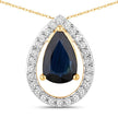 1.15 Carat Genuine Blue Sapphire and White Diamond 14K Yellow Gold Pendant - Pendants - Custom Crafting Alliance, LLC