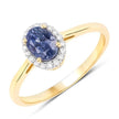 1.15 Carat Genuine Blue Sapphire and White Diamond 14K Yellow Gold Ring - Rings - Custom Crafting Alliance, LLC