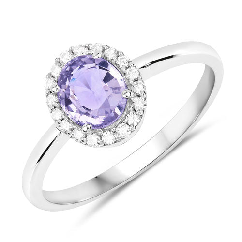 1.15 Carat Genuine Pink Sapphire and White Diamond 14K White Gold Ring - Rings - Custom Crafting Alliance, LLC