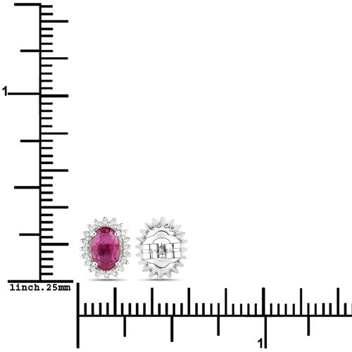 1.16 Carat Genuine Ruby and White Diamond 14K White Gold Earrings - Earrings - Custom Crafting Alliance, LLC