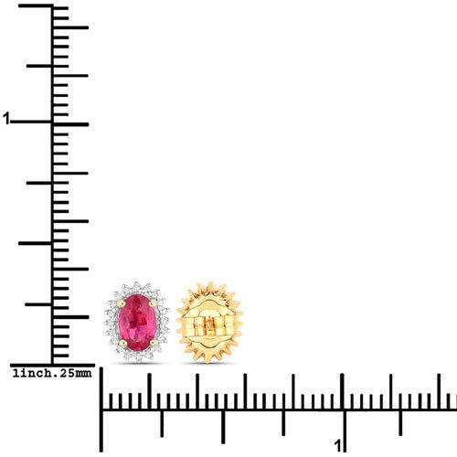 1.16 Carat Genuine Ruby and White Diamond 14K Yellow Gold Earrings - Earrings - Custom Crafting Alliance, LLC