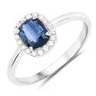1.17 Carat Genuine Blue Sapphire and White Diamond 14K White Gold Ring - Rings - Custom Crafting Alliance, LLC