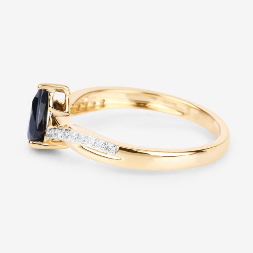 1.17 Carat Genuine Blue Sapphire and White Diamond 14K Yellow Gold Ring - Rings - Custom Crafting Alliance, LLC