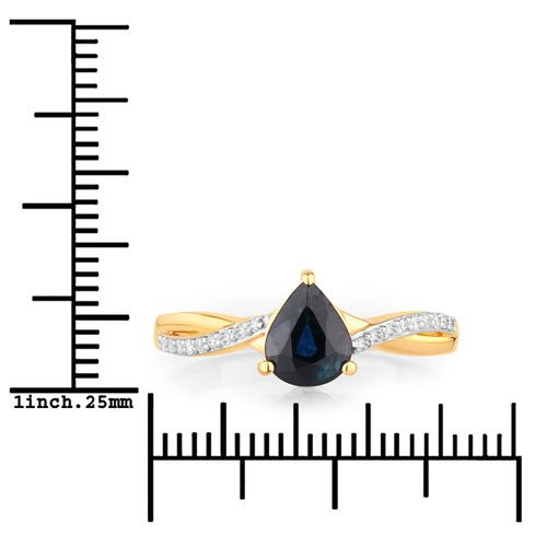 1.17 Carat Genuine Blue Sapphire and White Diamond 14K Yellow Gold Ring - Rings - Custom Crafting Alliance, LLC